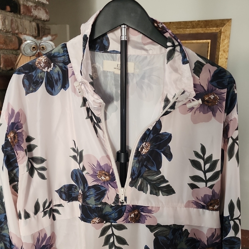 Thread & Supply Tyrell Floral Print Pullover Anorak Jacket Pink Blue SizeL - Picture 3 of 10